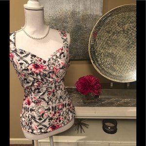 WHBM Cross Front Floral Tank - Small